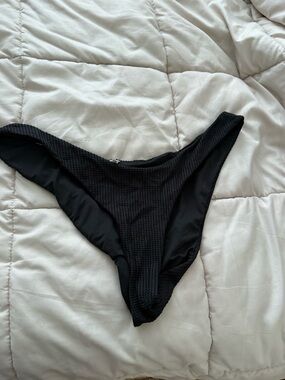 aerie Black Textured Bikini Bottom